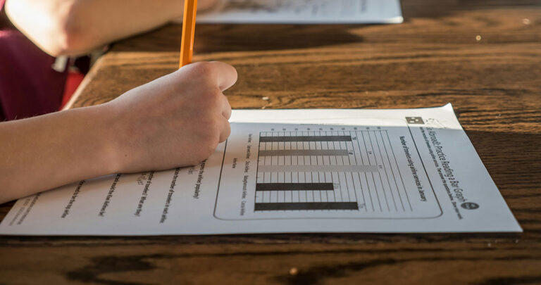 taking exam paper